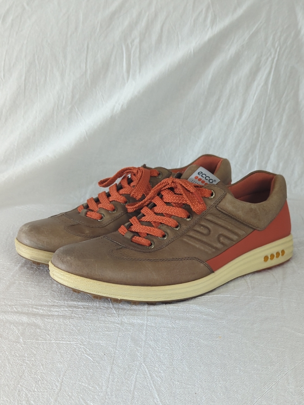 ECCO Street Evo One Golf Shoes Brown Rust Orange Leather Spikeless Men's 44